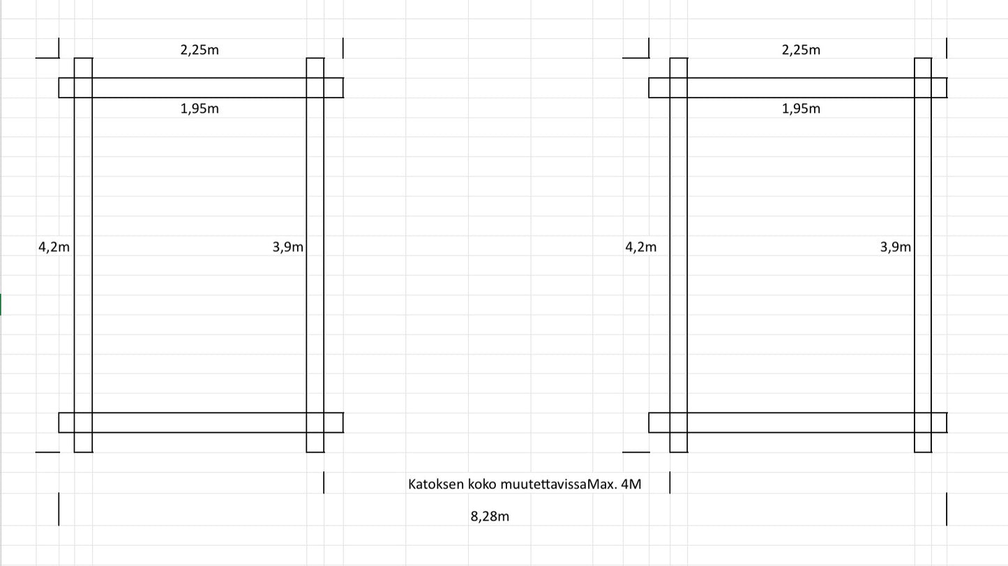 Parivarasto autokatoksella 4,2m x 8,28m